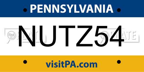 NUTZ54 Pennsylvania License Plate