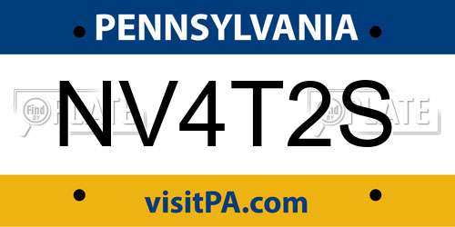 NV4T2S Pennsylvania License Plate