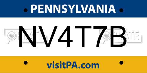 NV4T7B Pennsylvania License Plate
