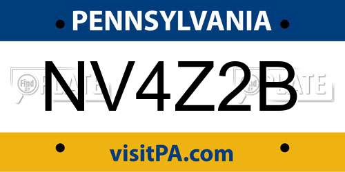 NV4Z2B Pennsylvania License Plate