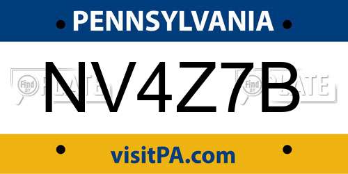 NV4Z7B Pennsylvania License Plate