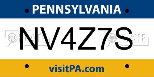 NV4Z7S Pennsylvania License Plate
