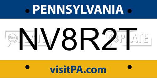 NV8R2T Pennsylvania License Plate