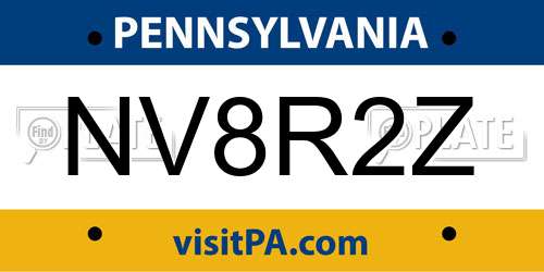 NV8R2Z Pennsylvania License Plate