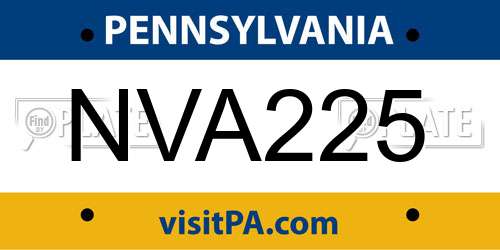 NVA225 Pennsylvania License Plate