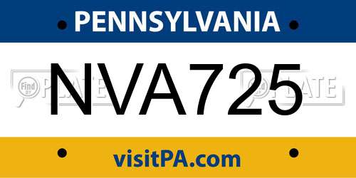 NVA725 Pennsylvania License Plate