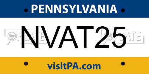 NVAT25 Pennsylvania License Plate