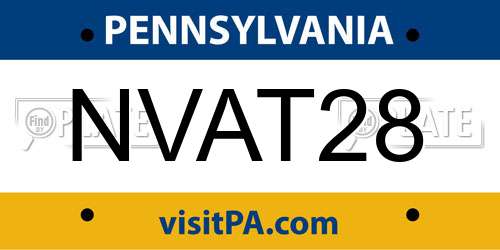 NVAT28 Pennsylvania License Plate