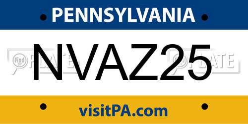 NVAZ25 Pennsylvania License Plate