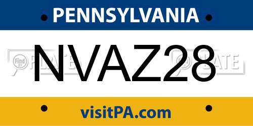 NVAZ28 Pennsylvania License Plate