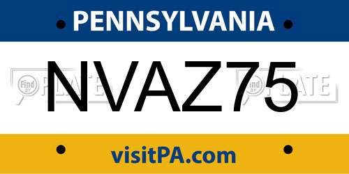 NVAZ75 Pennsylvania License Plate