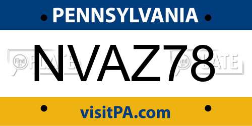 NVAZ78 Pennsylvania License Plate