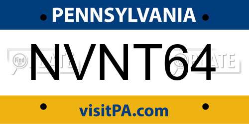 NVNT64 Pennsylvania License Plate