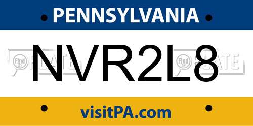 NVR2L8 Pennsylvania License Plate