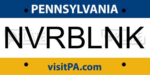 NVRBLNK Pennsylvania License Plate