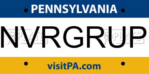 NVRGRUP Pennsylvania License Plate
