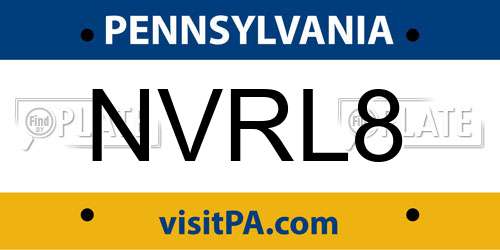 NVRL8 Pennsylvania License Plate