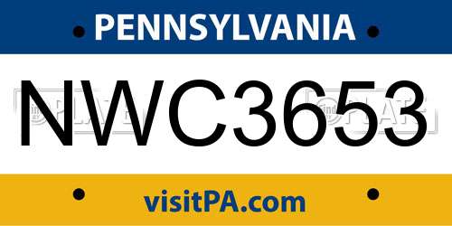 NWC3653 Pennsylvania License Plate