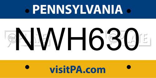 NWH630 Pennsylvania License Plate
