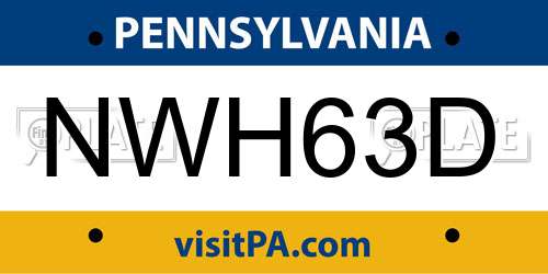 NWH63D Pennsylvania License Plate