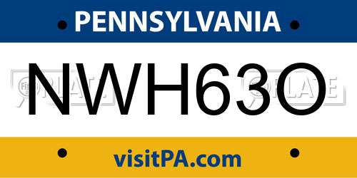 NWH63O Pennsylvania License Plate
