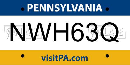 NWH63Q Pennsylvania License Plate