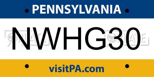 NWHG30 Pennsylvania License Plate