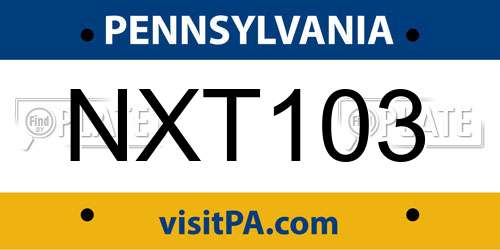 NXT103 Pennsylvania License Plate