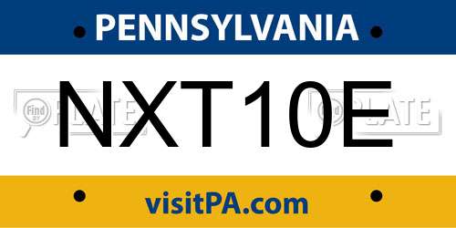 NXT10E Pennsylvania License Plate