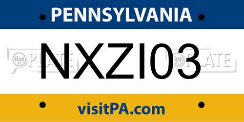 NXZI03 Pennsylvania License Plate