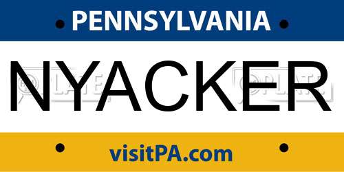 NYACKER Pennsylvania License Plate