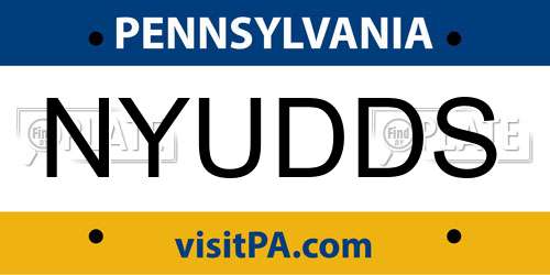 NYUDDS Pennsylvania License Plate