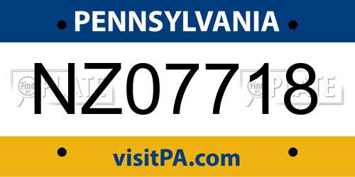 NZ07718 Pennsylvania License Plate