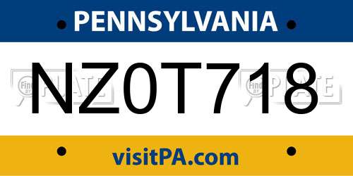 NZ0T718 Pennsylvania License Plate