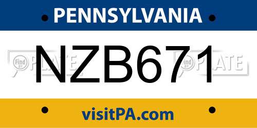 NZB671 Pennsylvania License Plate