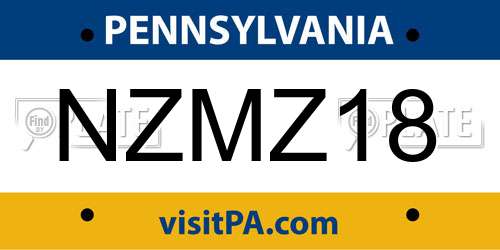 NZMZ18 Pennsylvania License Plate