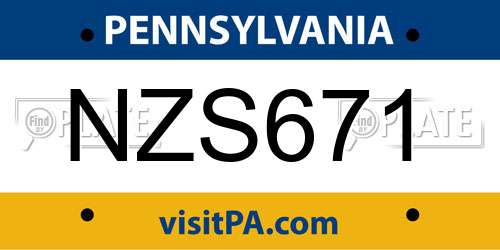 NZS671 Pennsylvania License Plate