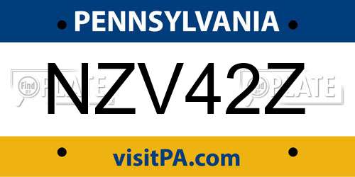 NZV42Z Pennsylvania License Plate