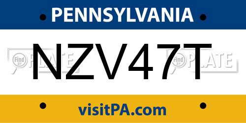 NZV47T Pennsylvania License Plate