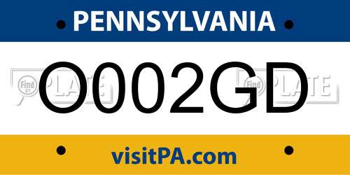 O002GD Pennsylvania License Plate