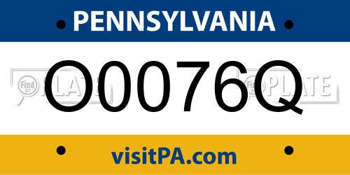 O0076Q Pennsylvania License Plate