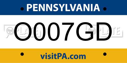 O007GD Pennsylvania License Plate