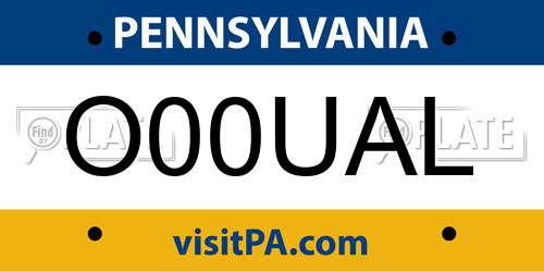 O00UAL Pennsylvania License Plate