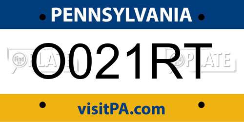 O021RT Pennsylvania License Plate