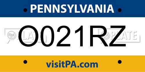 O021RZ Pennsylvania License Plate
