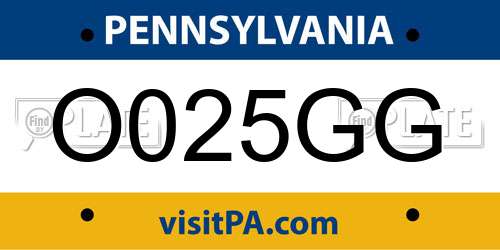 O025GG Pennsylvania License Plate