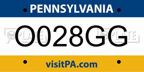 O028GG Pennsylvania License Plate