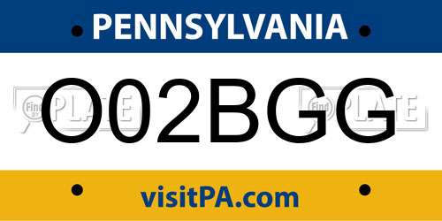 O02BGG Pennsylvania License Plate