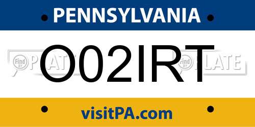 O02IRT Pennsylvania License Plate