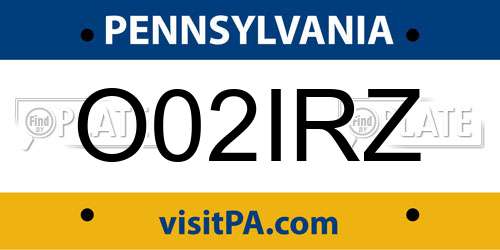 O02IRZ Pennsylvania License Plate